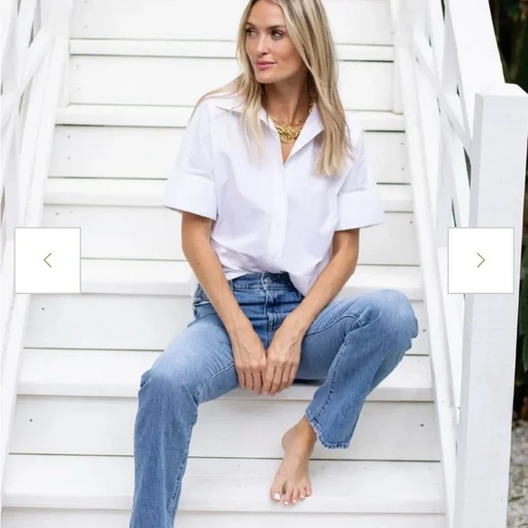 Elegant White Button Down Shirt for Women - Picture 1 of 2